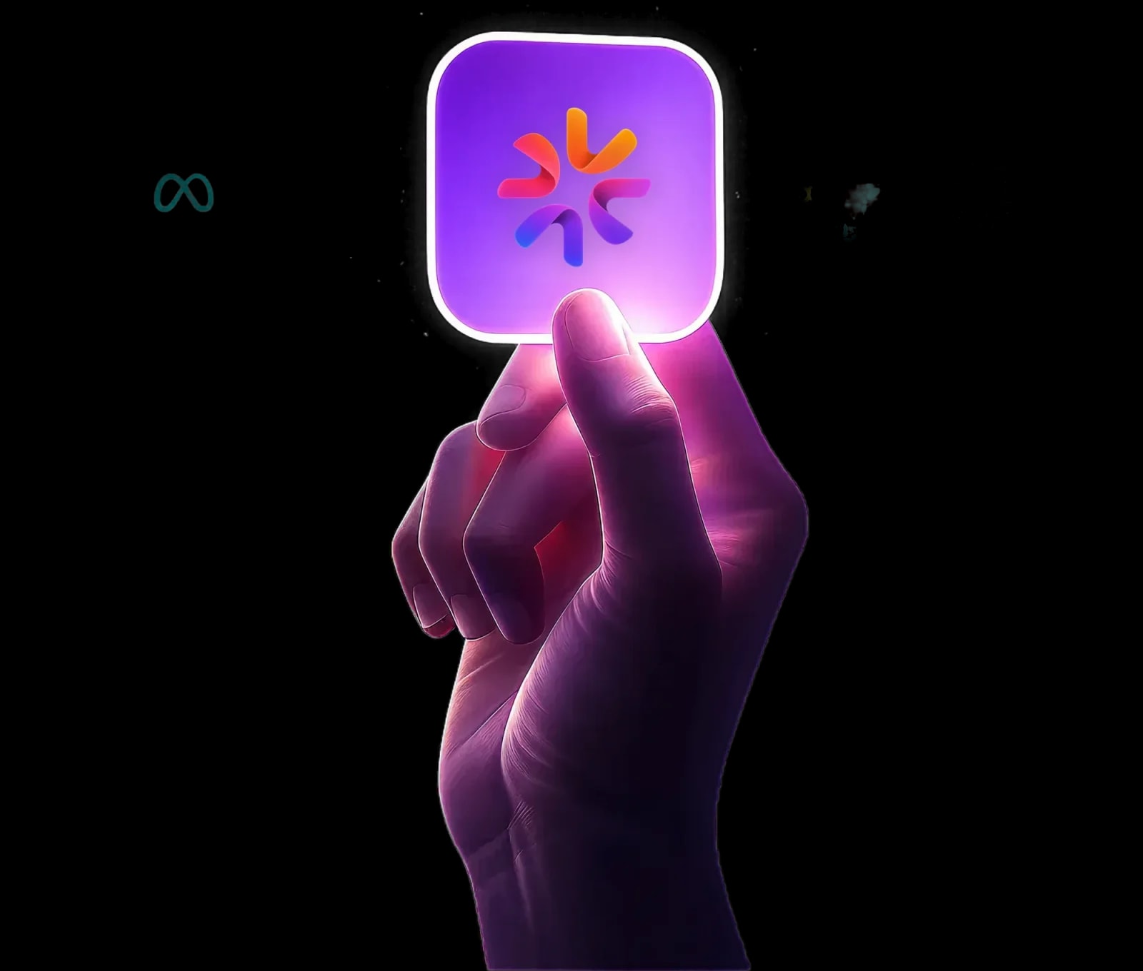 A hand holding the glowing Nami app icon between the logos of other AI providers